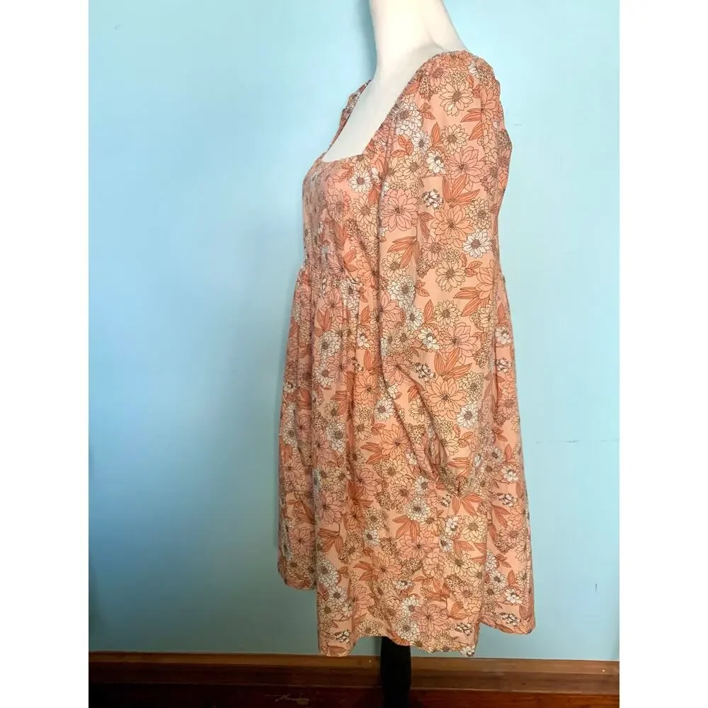 J. Crew Squareneck Cotton Poplin Dress in Zinnia Floral Size Large